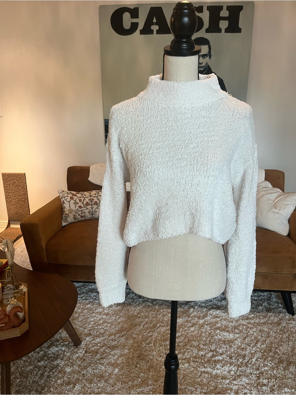 Superdown white boucle sweater Size XS